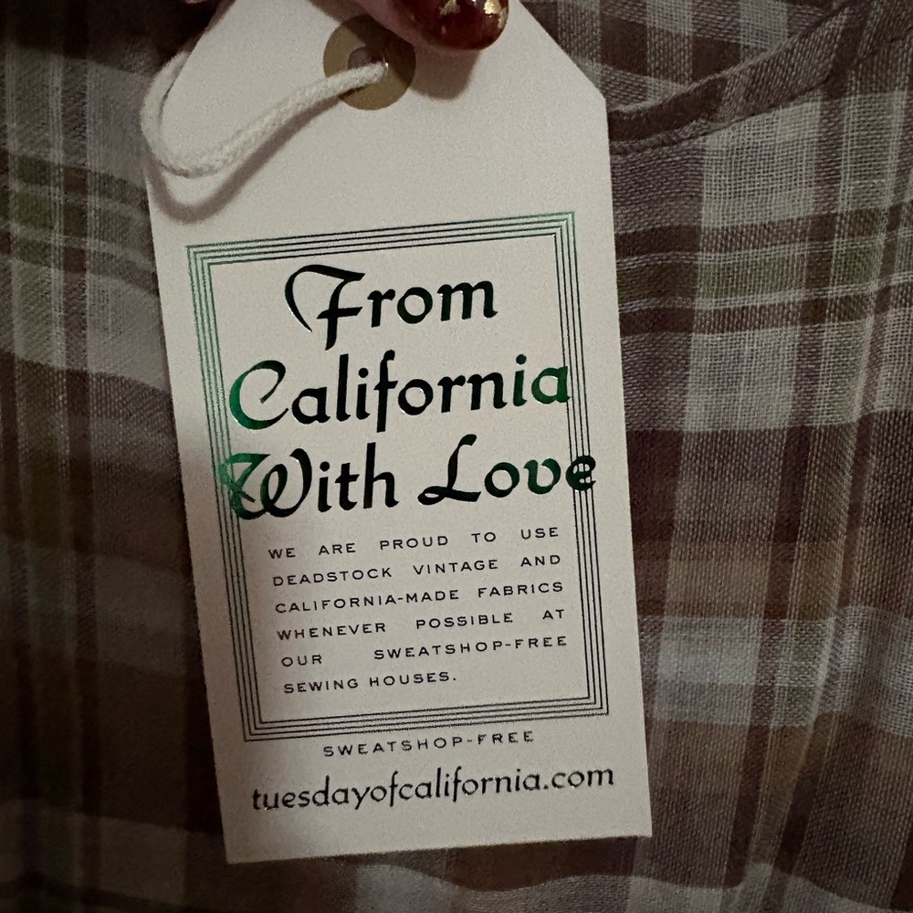 Tuesday of California Gemini Plaid Brown Women’s Dress - Picture 5 of 6